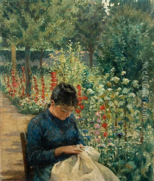 The Garden Of Giverny Oil Painting - James Carroll Beckwith