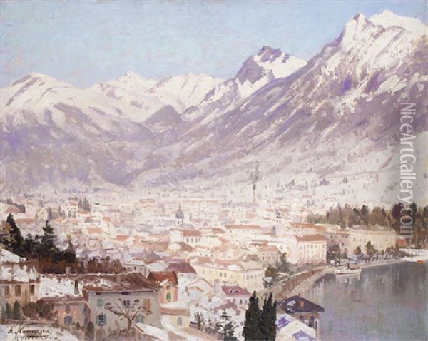 Utsikt Over Como (view Over Como) Oil Painting - Adelsteen Normann