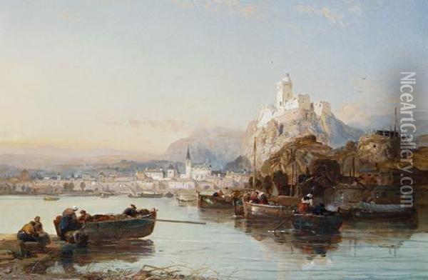 On The Rhine Oil Painting - James Webb