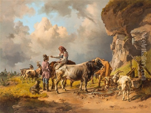 Russian Herdsmen Oil Painting - Johann Nepomuk Rauch