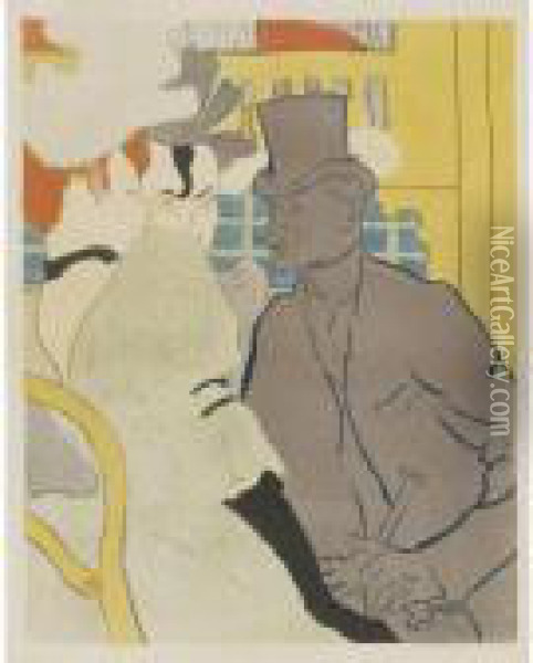 L'anglais Au Moulin Rouge Oil Painting - Henri De Toulouse-Lautrec