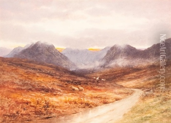 Grazing Sheep Above Loch Lomond Oil Painting - Charles Edward Brittan