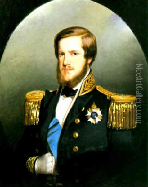 Portrait De L'empereur Du Bresil Pierre Ii Oil Painting - Ferdinand Krumholz