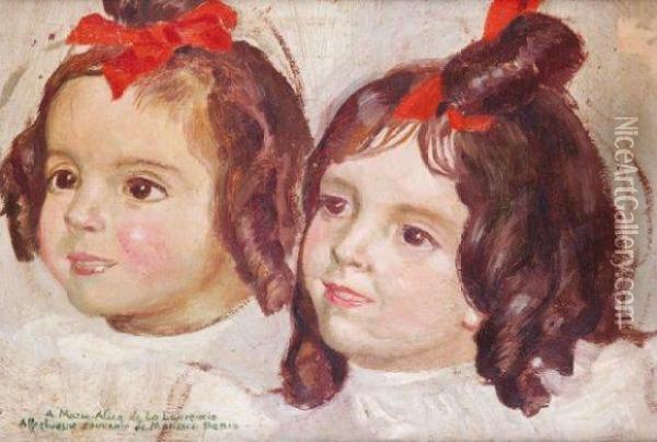 Portraits De Deux Fillettes Oil Painting - Maurice Denis
