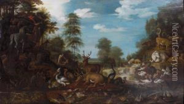 Cain Et Abel Dans Un Paysage Oil Painting - Hans Savery