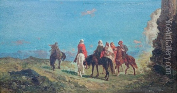 Cavaliers Arabes Oil Painting - Henri Van Wijk
