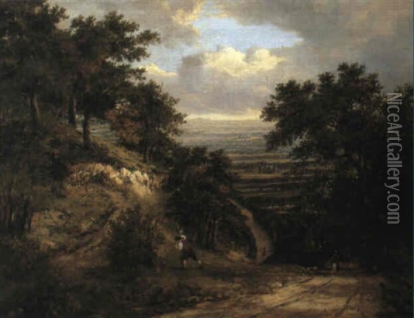The Weald Of Kent From River Hill, Sevenoaks Oil Painting - Patrick Nasmyth