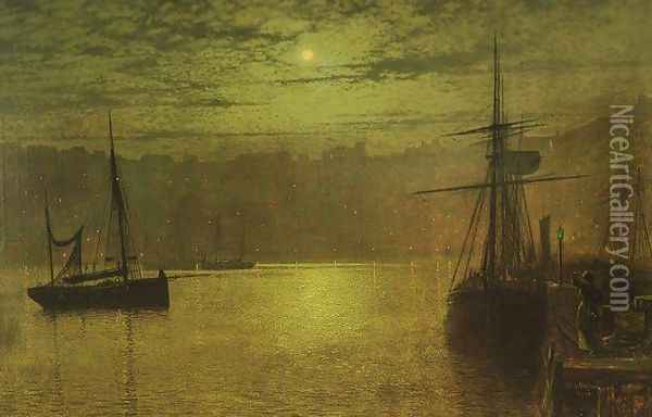Lights in the Harbour Oil Painting - John Atkinson Grimshaw