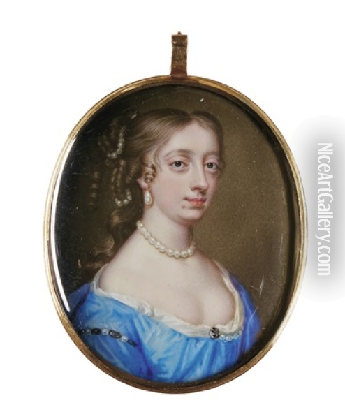 Portrait Of A Lady, Traditionally Identified As Henrietta Boyle (1646-1687) Oil Painting - Christian Friedrich Zincke
