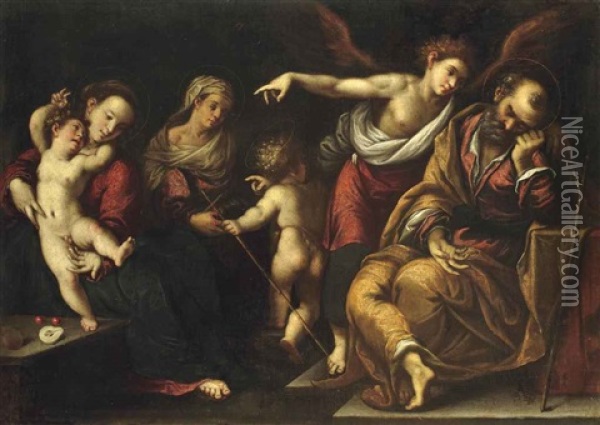 The Dream Of Saint Joseph Oil Painting - Giovanni Battista Paggi