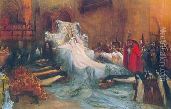 Sarah Bernhardt in 'Sainte Therese d'Avila' Oil Painting - Georges Jules Victor Clairin