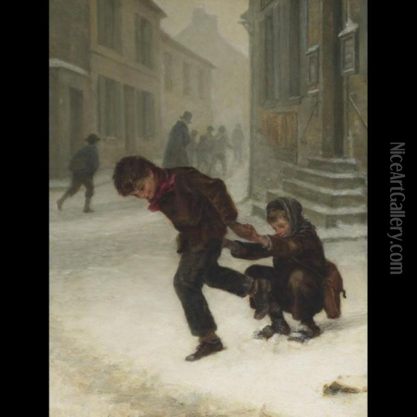 Leaving School Oil Painting - Edouard Frere