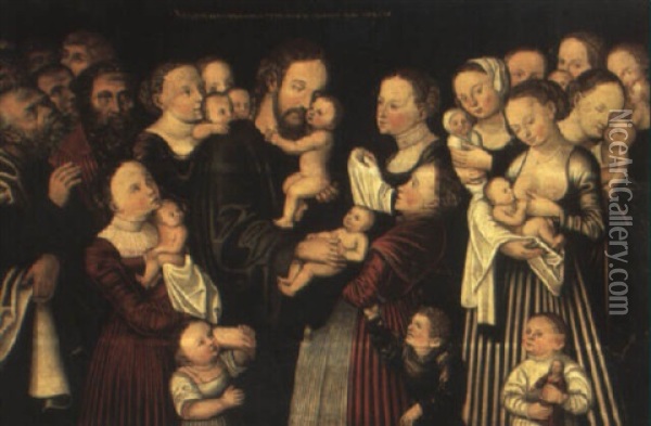 Christ Blessing The Little Children Oil Painting - Lucas Cranach the Elder