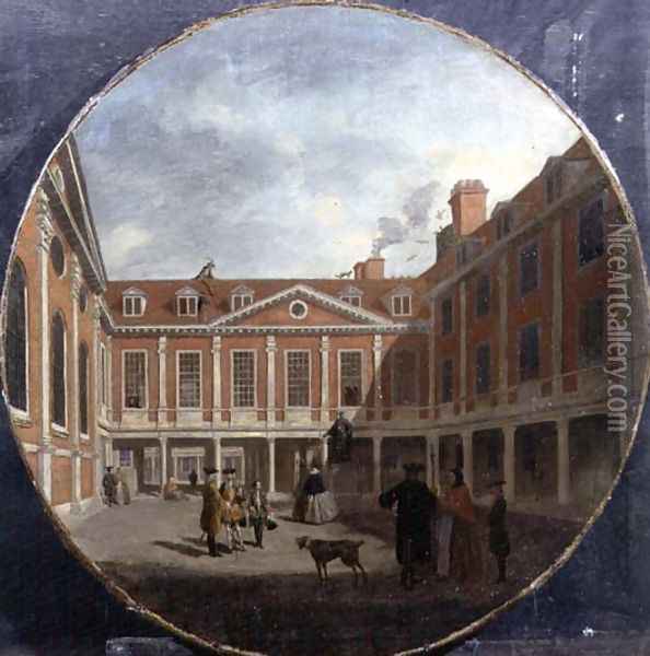 St. Thomas's Hospital, c.1748 Oil Painting - Samuel Wale