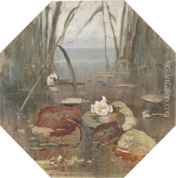 Waterlillies Oil Painting - Iulii Iul'evich (Julius) Klever