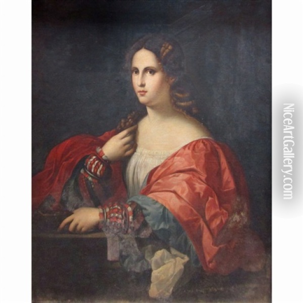 Portrait Of A Lady (la Bella) Oil Painting - Jacopo Palma il Vecchio