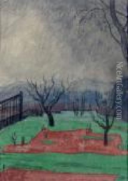 Field At Sunset Oil Painting - Oscar Bluemner