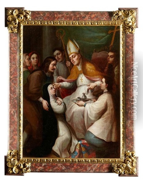 La Ordenacion De Una Santa Dominica Oil Painting - Jose de Alcibar