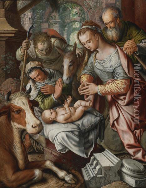 The Adoration Of The Shepherds Oil Painting - Joachim Beuckelaer