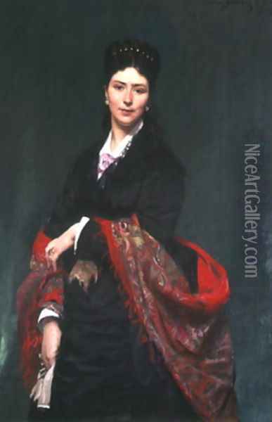 Portrait of Mrs Marie Clerc, 1874 Oil Painting - Carolus (Charles Auguste Emile) Duran