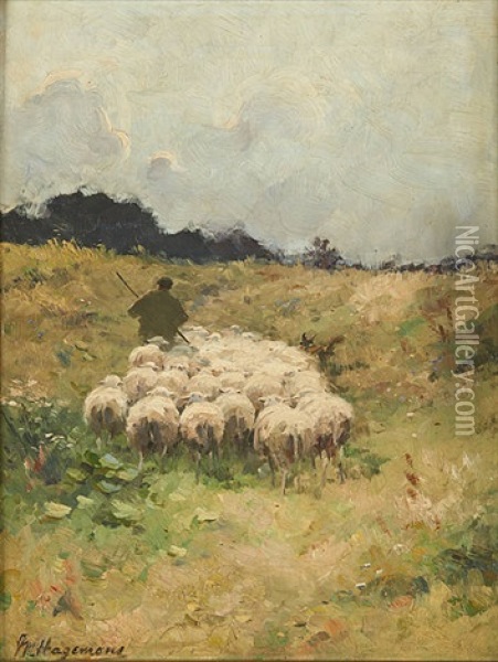 La Conduite Du Troupeau Oil Painting - Maurice Hagemans
