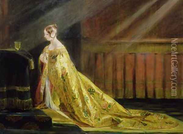 Queen Victoria in Her Coronation Robe Oil Painting - Charles Robert Leslie