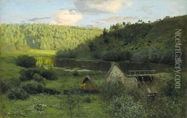The Watermill, Sunset Oil Painting - Isaak Ilyich Levitan