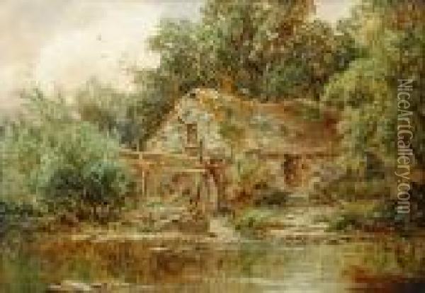 A Mill At Dolgellau Oil Painting - Benjamin Williams Leader
