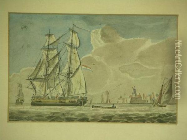 Dutch Man O' Warleaving Harbour Oil Painting - Lodewijk Gillis Haccou