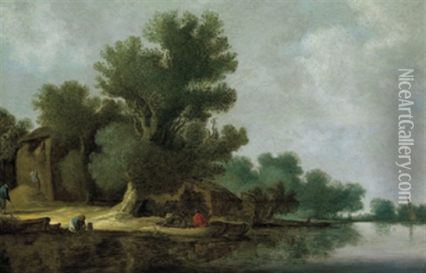 Flusslandschaft Mit Figuren Oil Painting - Pieter de Neyn