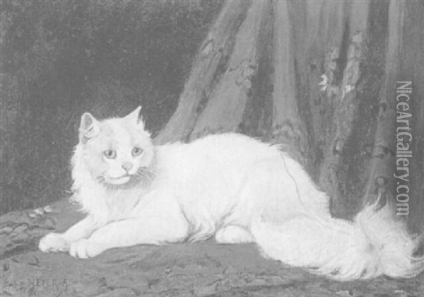 White Cat Oil Painting - Arthur Heyer