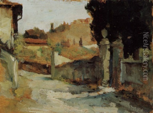 Strada Di Paese Oil Painting - Adriano Cecchi
