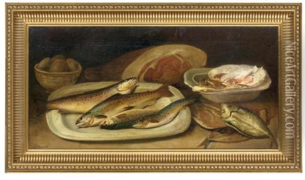Still Life With Fish Oil Painting - John Russell
