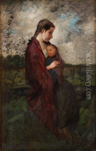 Motherhood Oil Painting - Ferdinand Schuchardt Jr.
