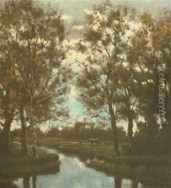 Dutch Canal Scene Oil Painting - Tinus de Jongh