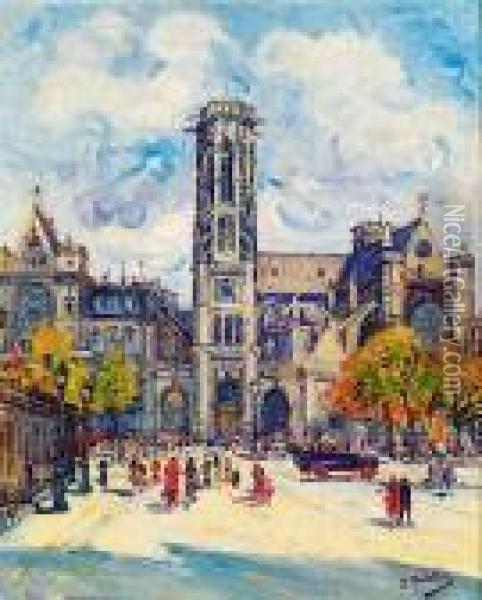 Paris, Eglise Saint-germain L'auxerois Oil Painting - Gustave Madelain