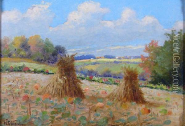 Indiana Cornfield Oil Painting - Frank J. Girardin