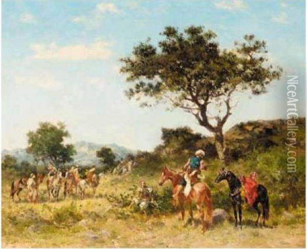 Cavaliers Arabes Dans Un Paysage Oil Painting - Georges Washington