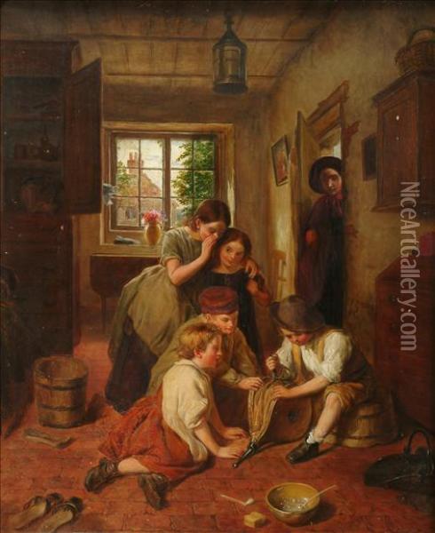 Theyoung Mischief Makers Oil Painting - Ebenezer Newman Downard