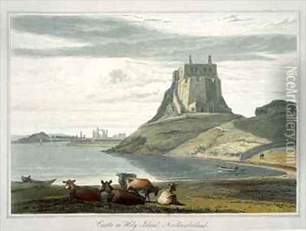 Castle on Holy Island Northumberland Oil Painting - William Daniell RA