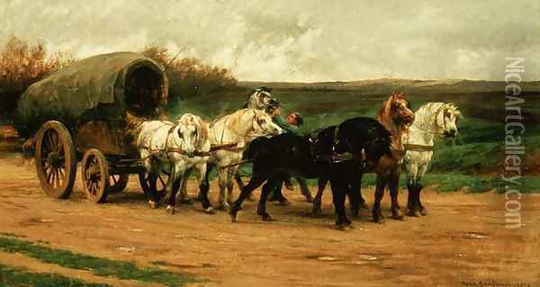 A Waggon and Team of Horses 1852 Oil Painting - Rosa Bonheur