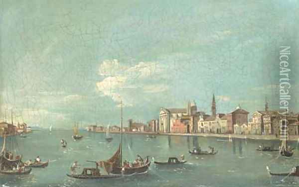 The Giudecca, Venice, with the Zattere Oil Painting - Francesco Guardi