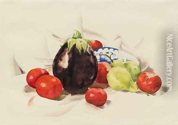 Eggplant and Tomatoes Oil Painting - Charles Demuth
