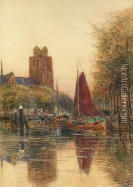 Segelboote In Einer Gracht. Oil Painting - Henri, Seghers Jnr.
