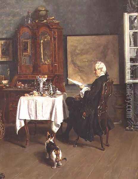 The Actuary at Breakfast Oil Painting - Alexander Friedrich Werner