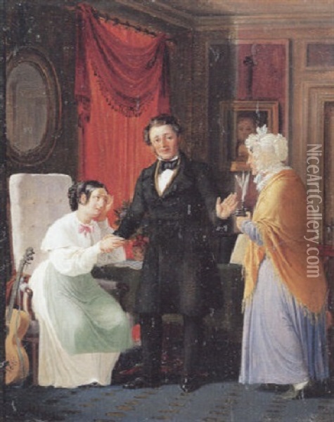 Interior Med En Pige, Der Lider Af Kaerestesorg Oil Painting - Wilhelm Nicolai Marstrand