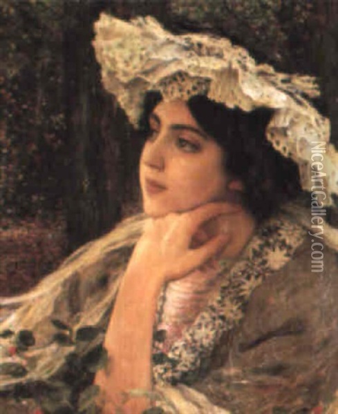 Femme Pensive Oil Painting - Louis Welden Hawkins