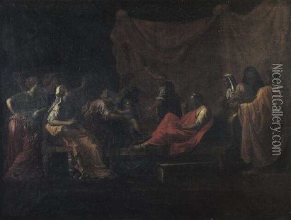 Moise Enfant Foulant Aux Pieds La Couronne De Pharaon Oil Painting - Nicolas Poussin