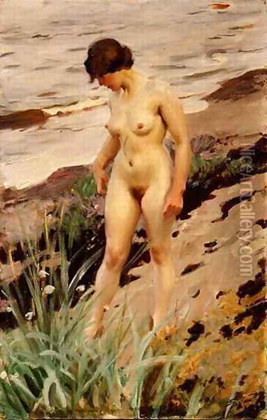 Nude by the Shore 1914 Oil Painting - Anders Zorn
