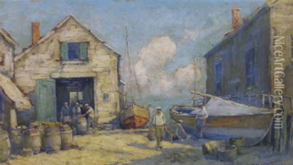 Provincetown Docks Oil Painting - Arthur Vidal Diehl